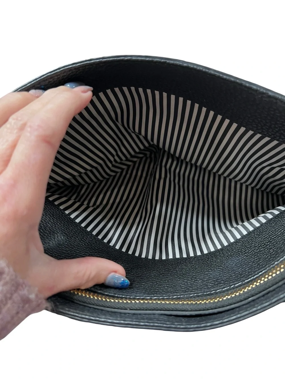 kate spade Black Pebbled Leather Shoulder Bag with Gold Hardware